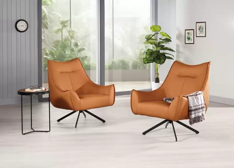 依爾丹休閒椅(橘色皮)