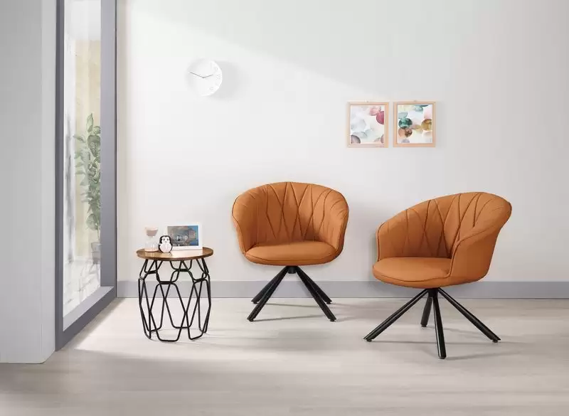 菲勒利休閒椅(橘色皮)