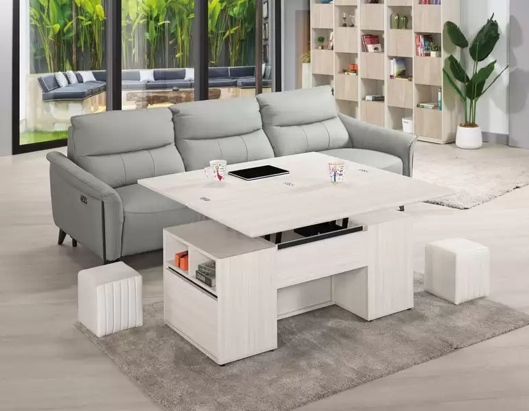 丹尼斯4X4岩板升降大茶几