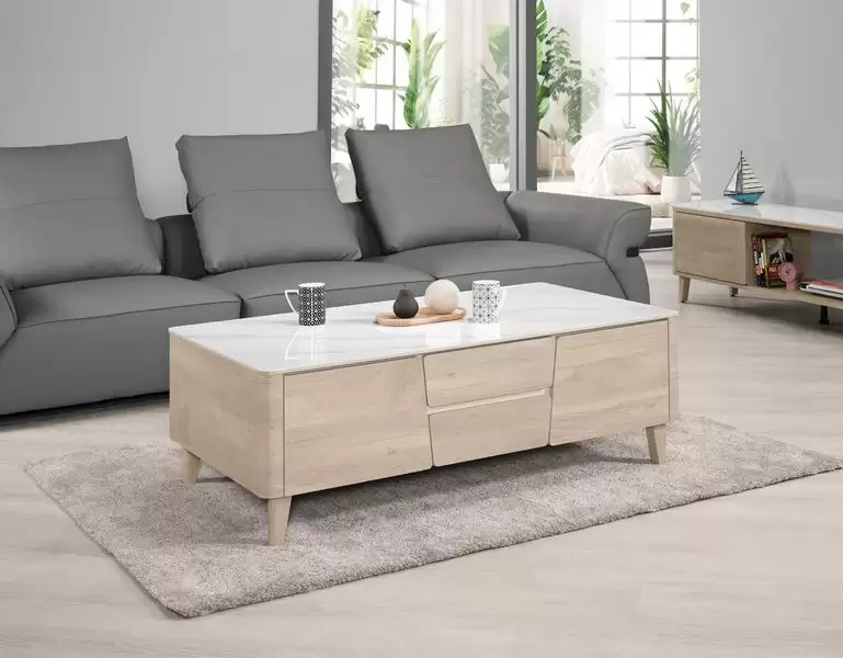 丹尼爾4.3尺岩板四抽大茶几