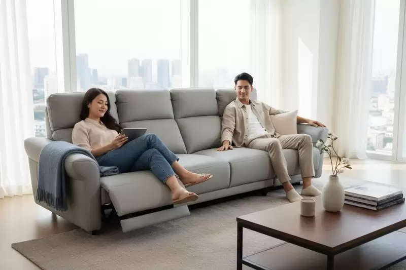 馬特牛皮雙電動功能沙發