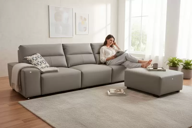 萊昂真皮L型沙發