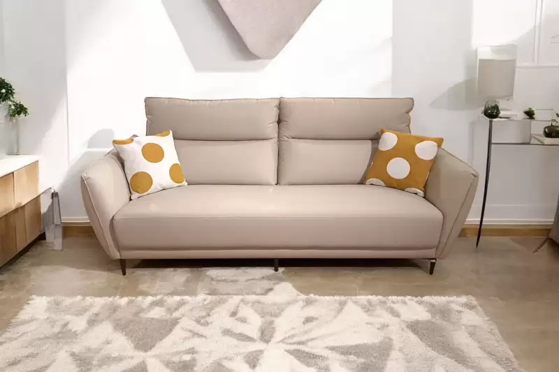 采妍真皮三人沙發