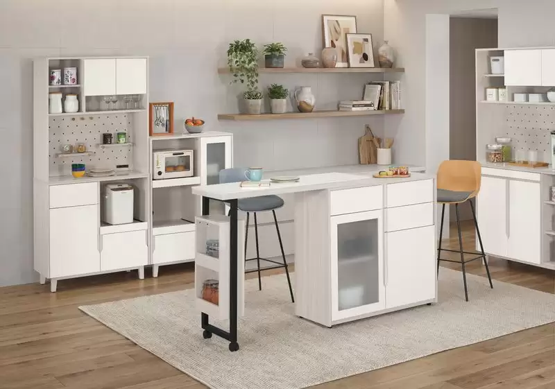 娜迪亞4尺岩板中島型多功能餐桌櫃(B型)