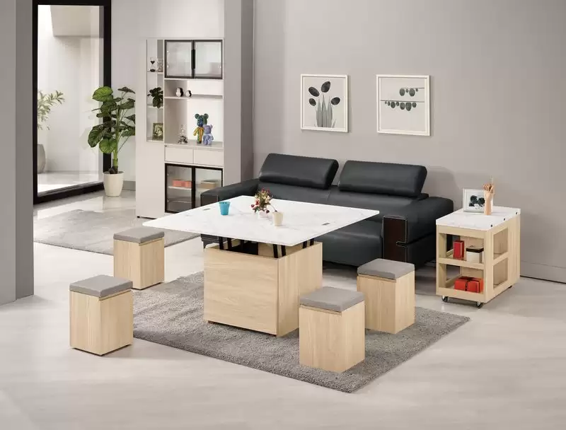 艾瑞爾4X4尺仿石面升降大茶几