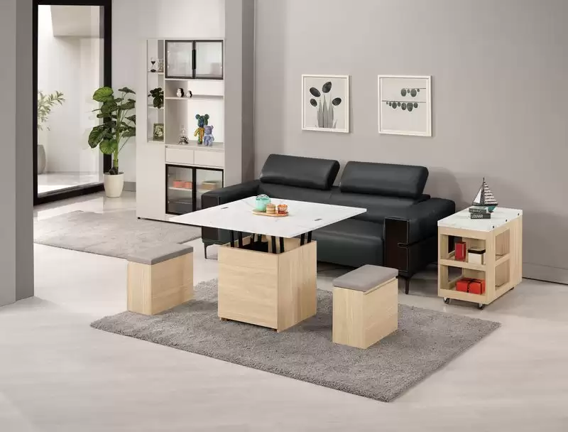 艾瑞爾3.3尺仿石面升降大茶几