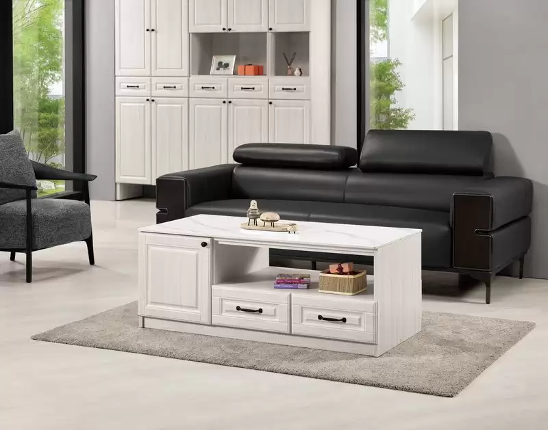 克里斯4尺岩板二門四抽大茶几