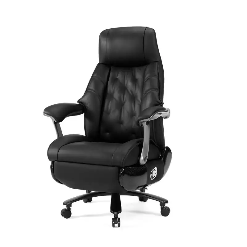 華爾達電動按摩牛皮辦公椅(黑色)