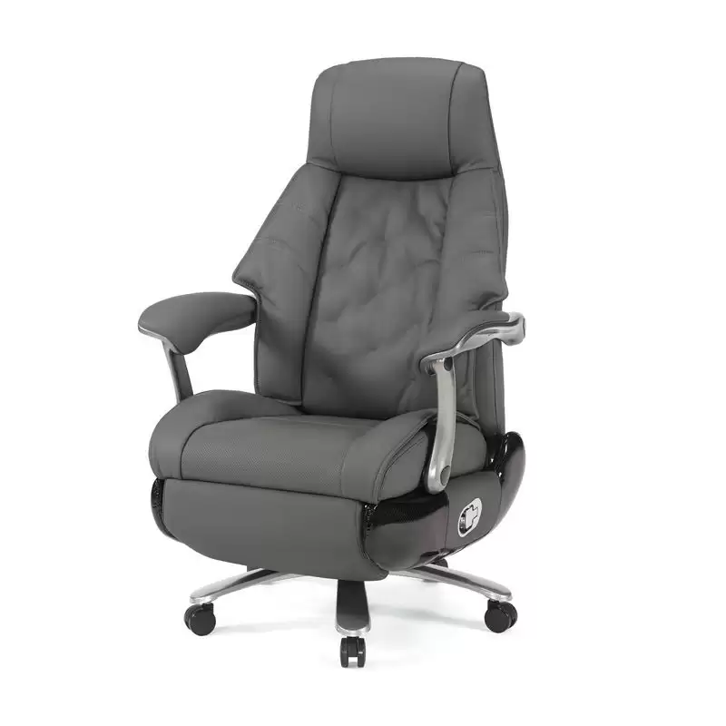 洛伊娜電動按摩牛皮辦公椅(深灰)