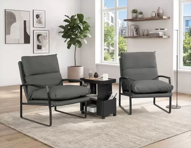 德溫休閒椅(灰色皮)